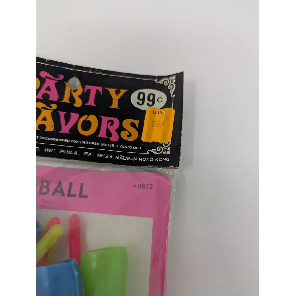 Vintage Party Favors Cup & Ball NEW‎ In Package 8 In Set Unique Industries Neon